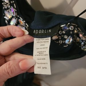 B.Darlin Navy Blue strapless sequined top evening dress size 10